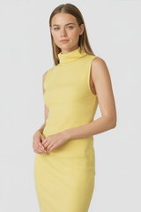 Dames Gele Gebreide Rok & Top Set - Hoge Kwaliteit