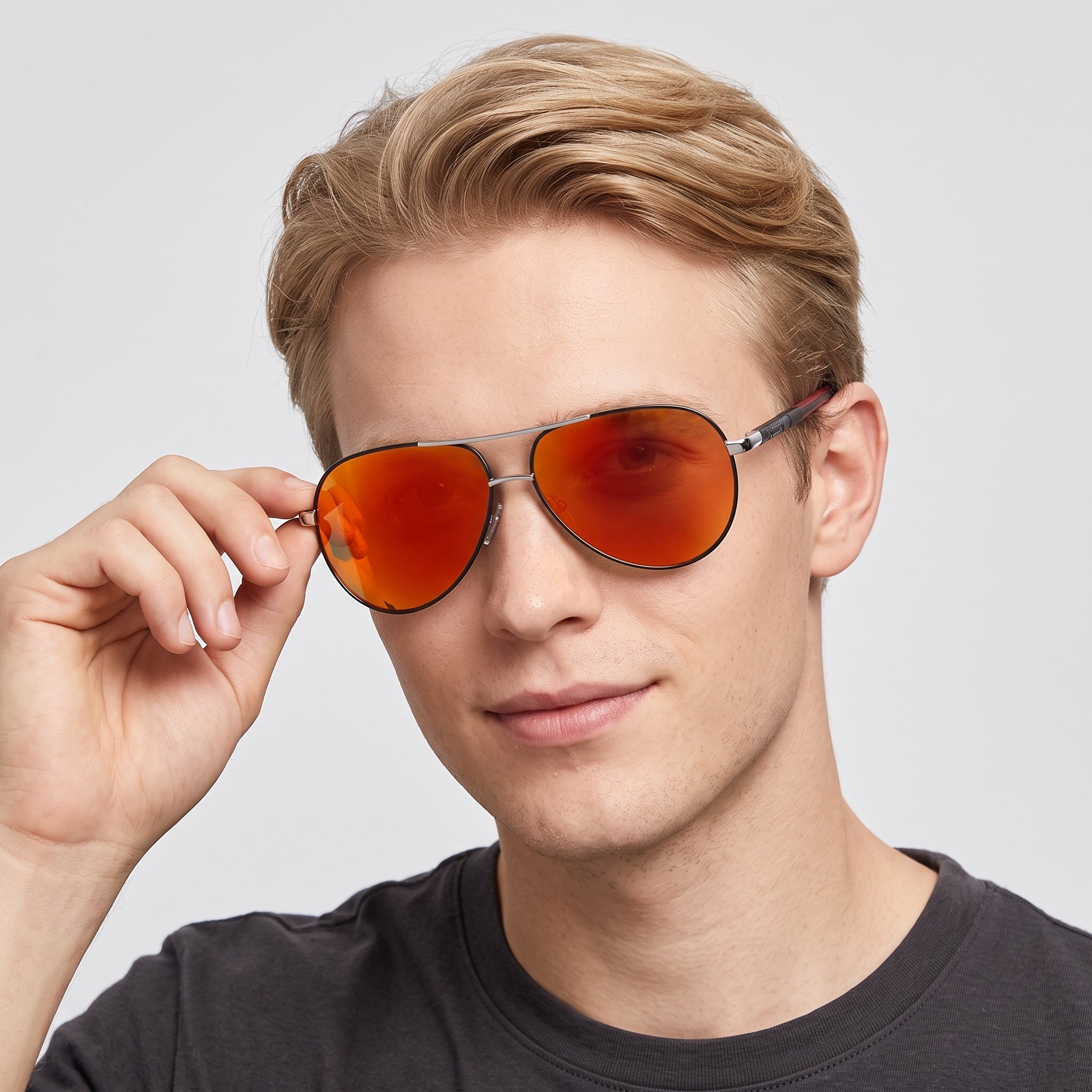 Men's Polarized Sunglasses - Aluminum Vintage Silver-Black