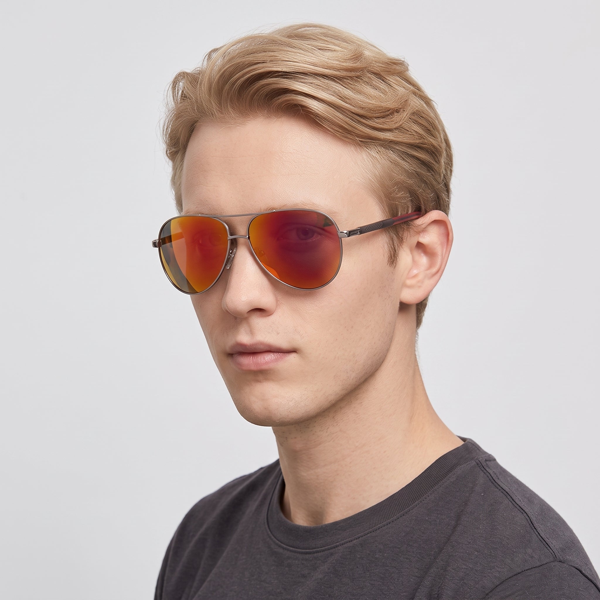 Men's Polarized Sunglasses - Aluminum Vintage Silver-Black