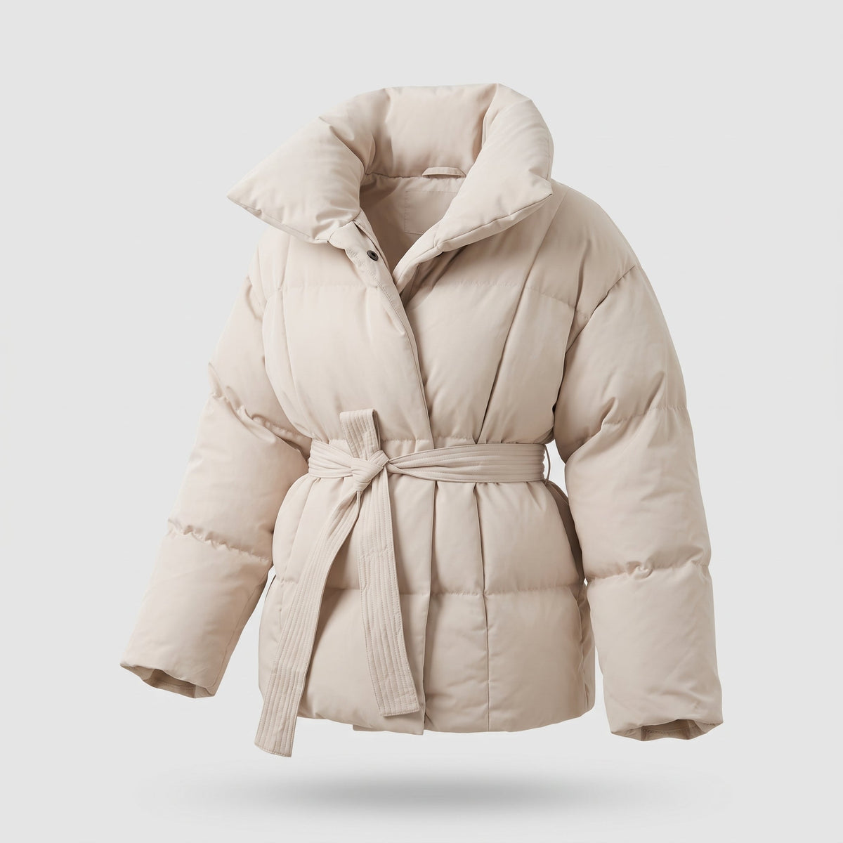 Coat : Women's Belted Puffer Coat with Stand Collar in van Vandaliamo