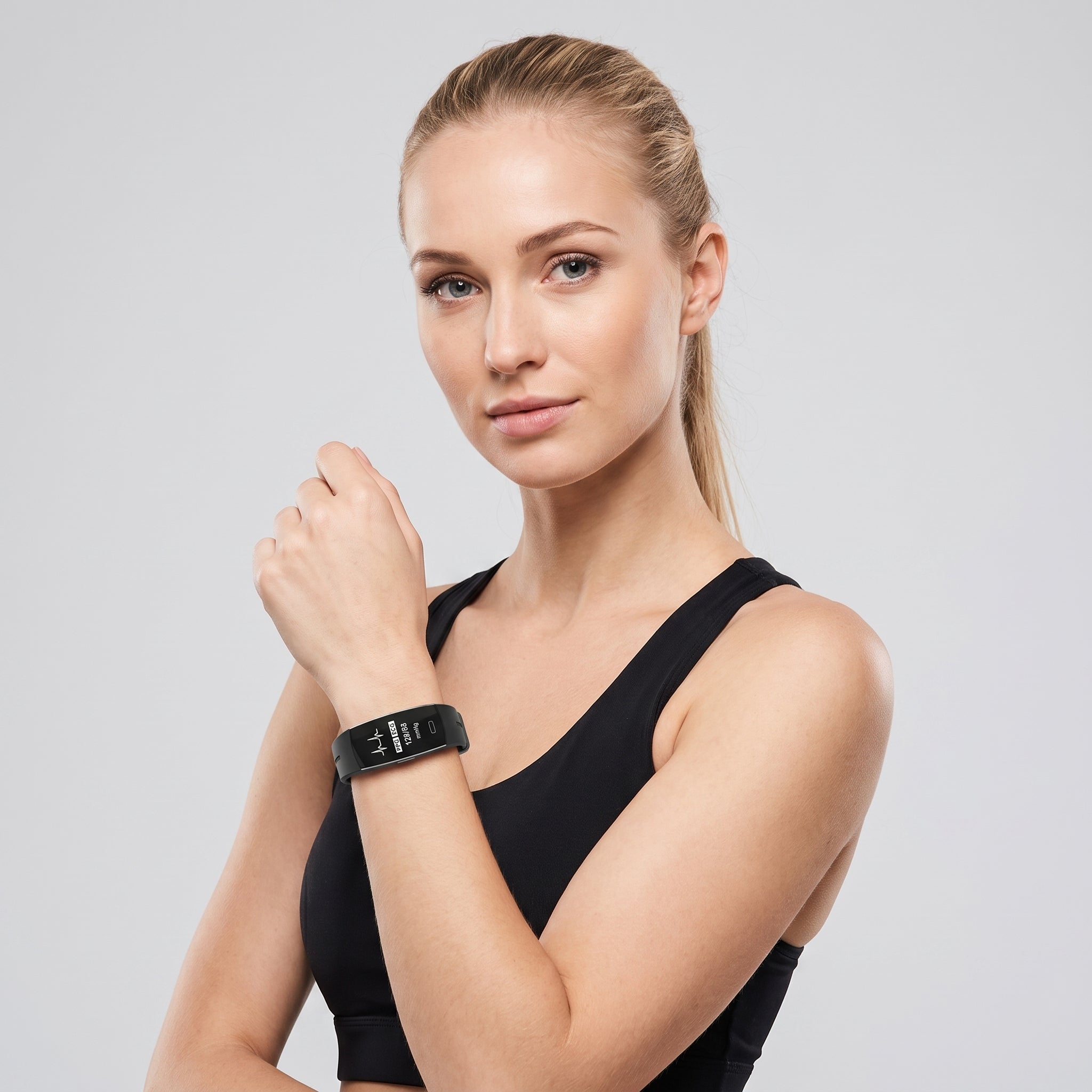 Blood pressure and heart rate monitor, black silicone, with