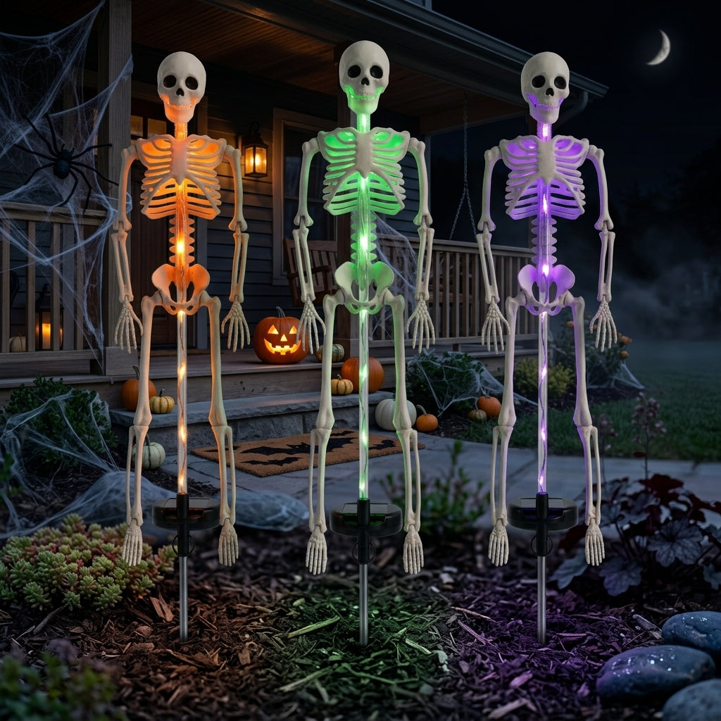 Solar Skeleton Garden Stake Light - LED Halloween Yard Decor