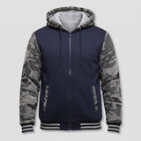 Men's Warm Fleece Hooded Colorblock Jacket
