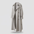 Women's Long Trench Coat with Lapel Collar