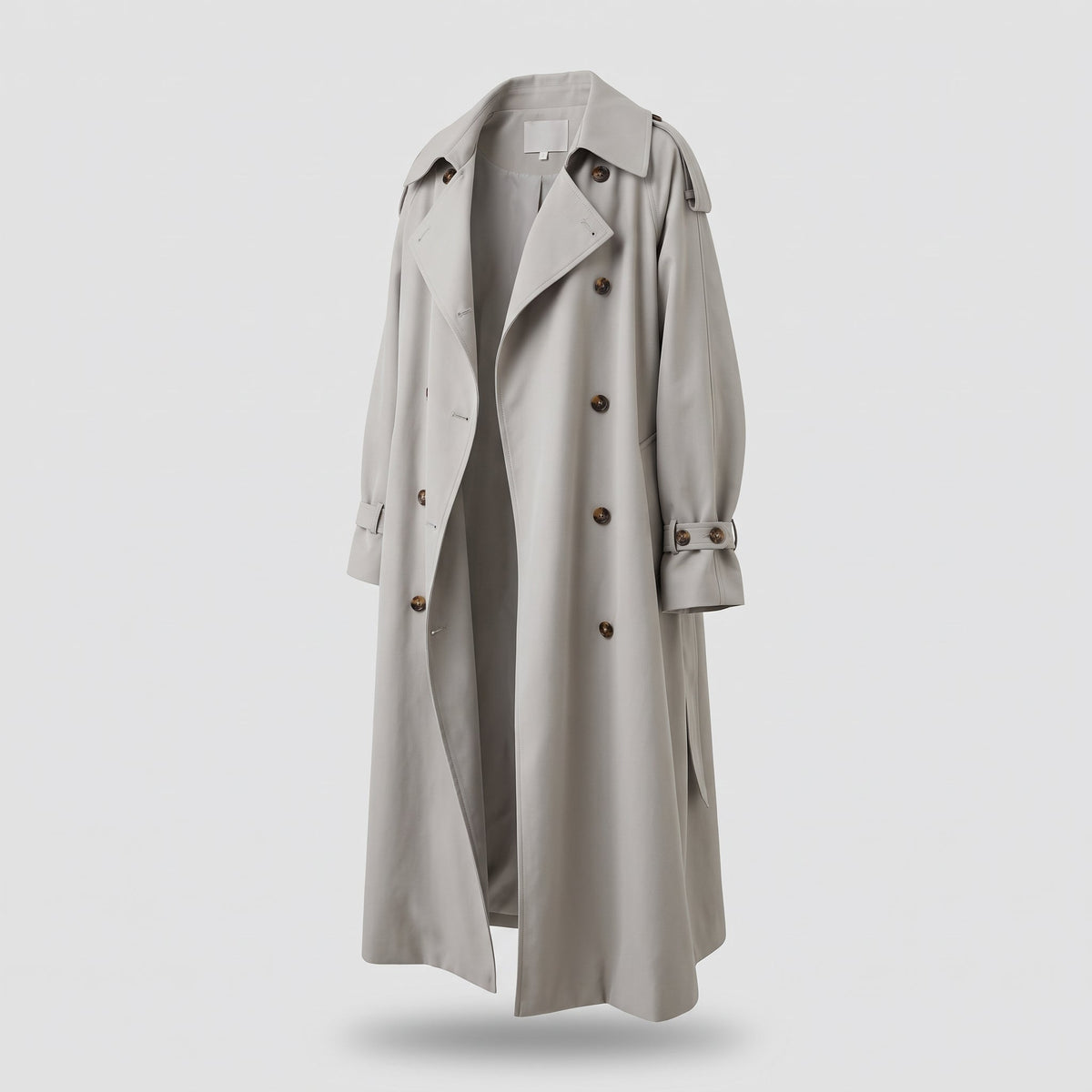 Coat : Women's Long Trench Coat with Lapel Collar in van Vandaliamo