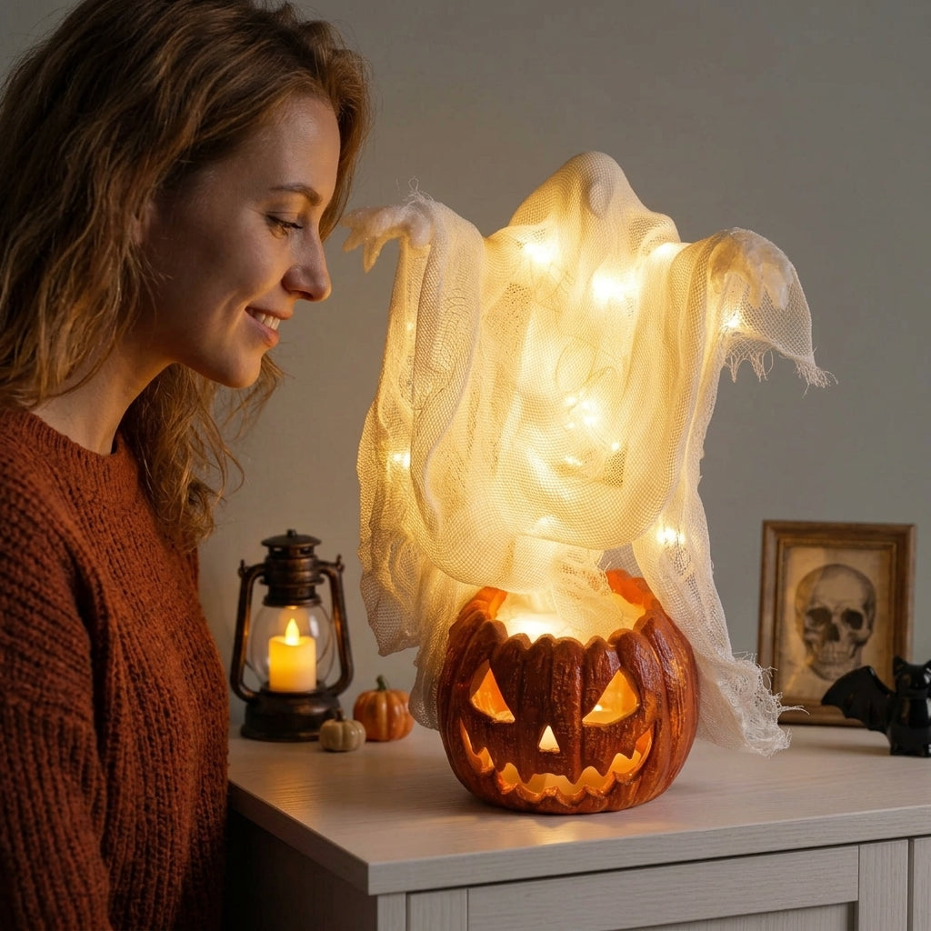 Giant Glowing Ghost Pumpkin Lamp LED - 130cm