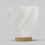 Organic Swirl Table Lamp – Sculptural Wood Base Ambient Light