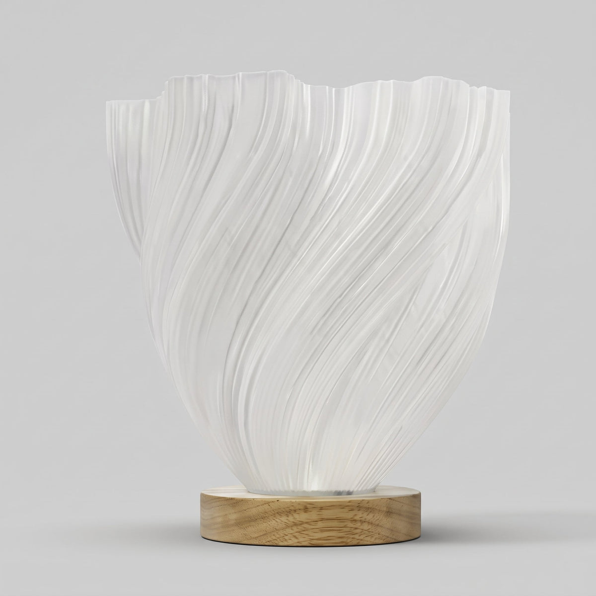 Organic Swirl Table Lamp – Sculptural Wood Base Ambient Light
