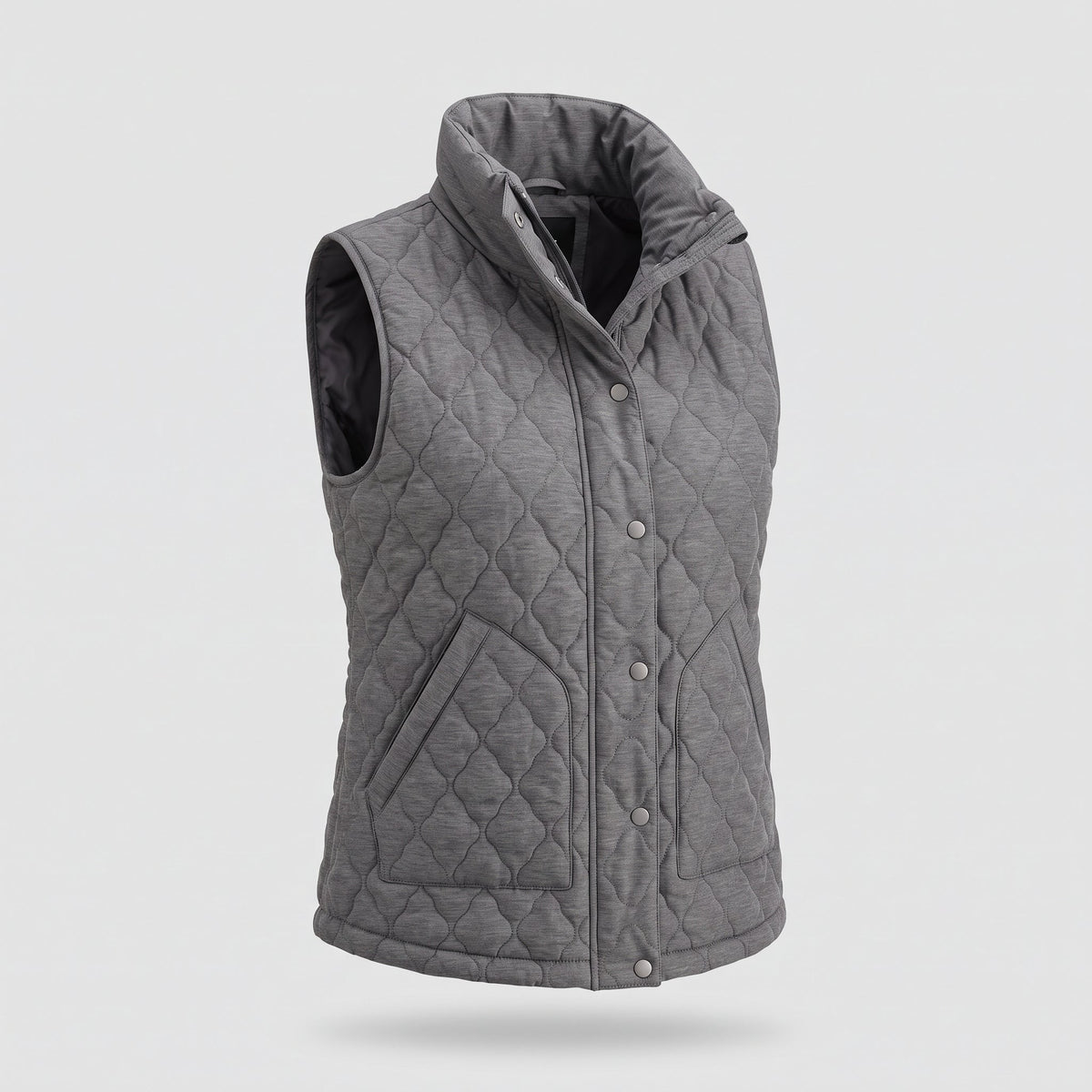 Vest : Women's Quilted Sleeveless Vest in Grey van Vandaliamo