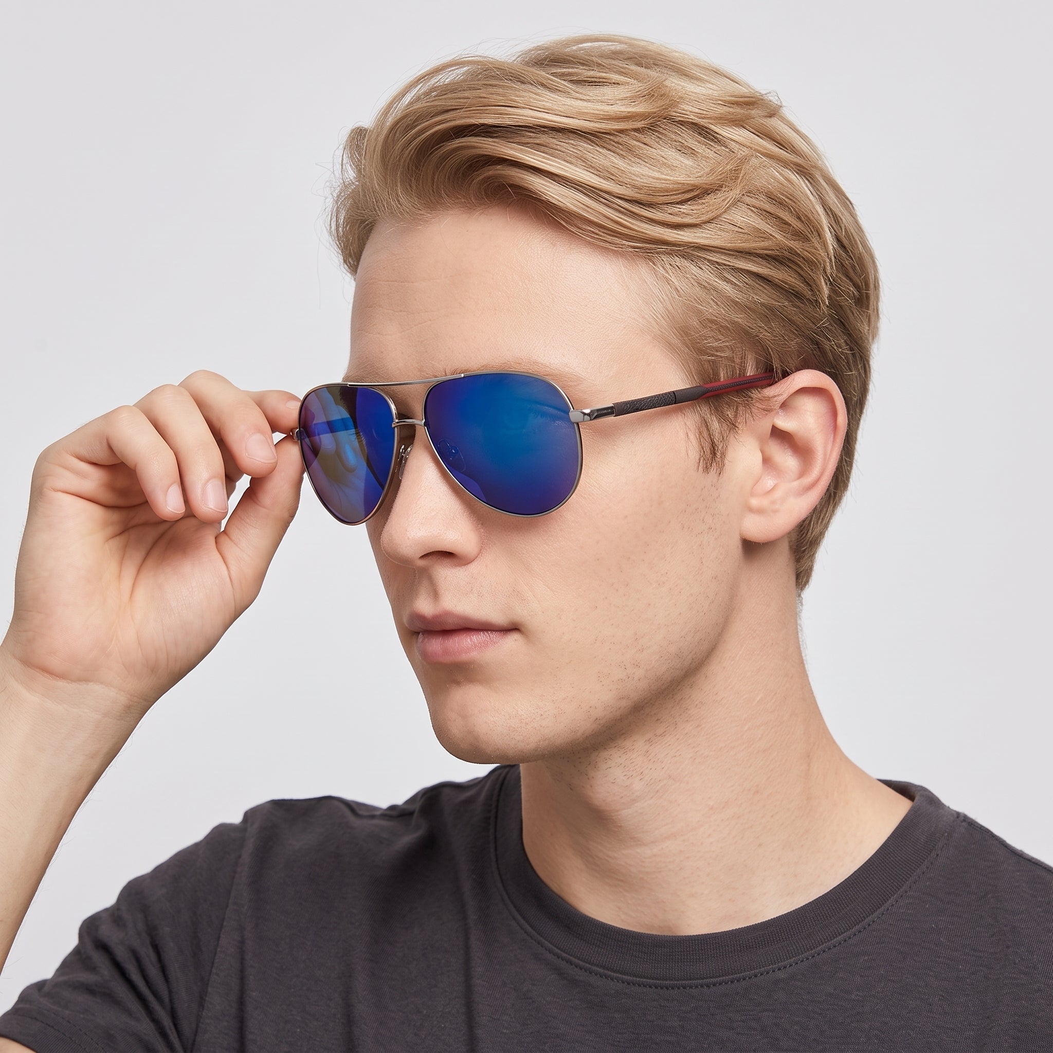 Men's Polarized Sunglasses - Aluminum Vintage Silver-Black