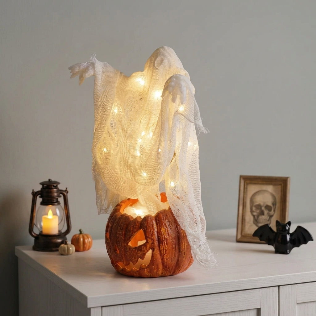 Giant Glowing Ghost Pumpkin Lamp LED - 130cm