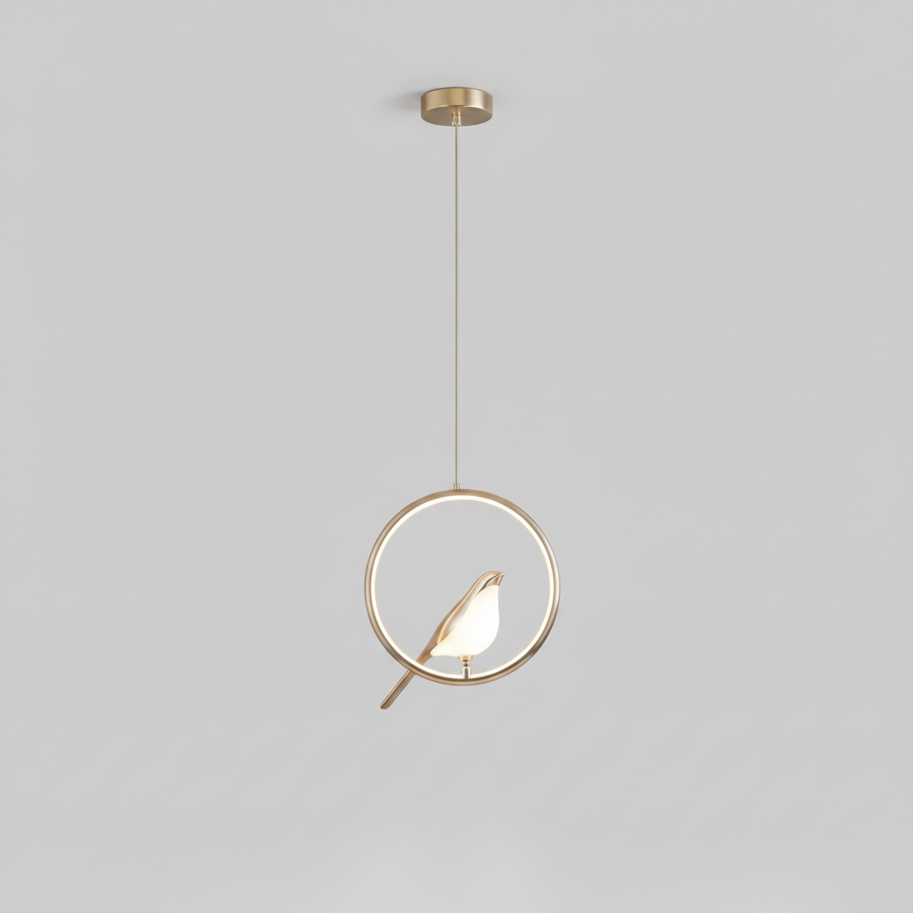 Golden Bird Pendant Lamp – LED Sculpture Ceiling Light