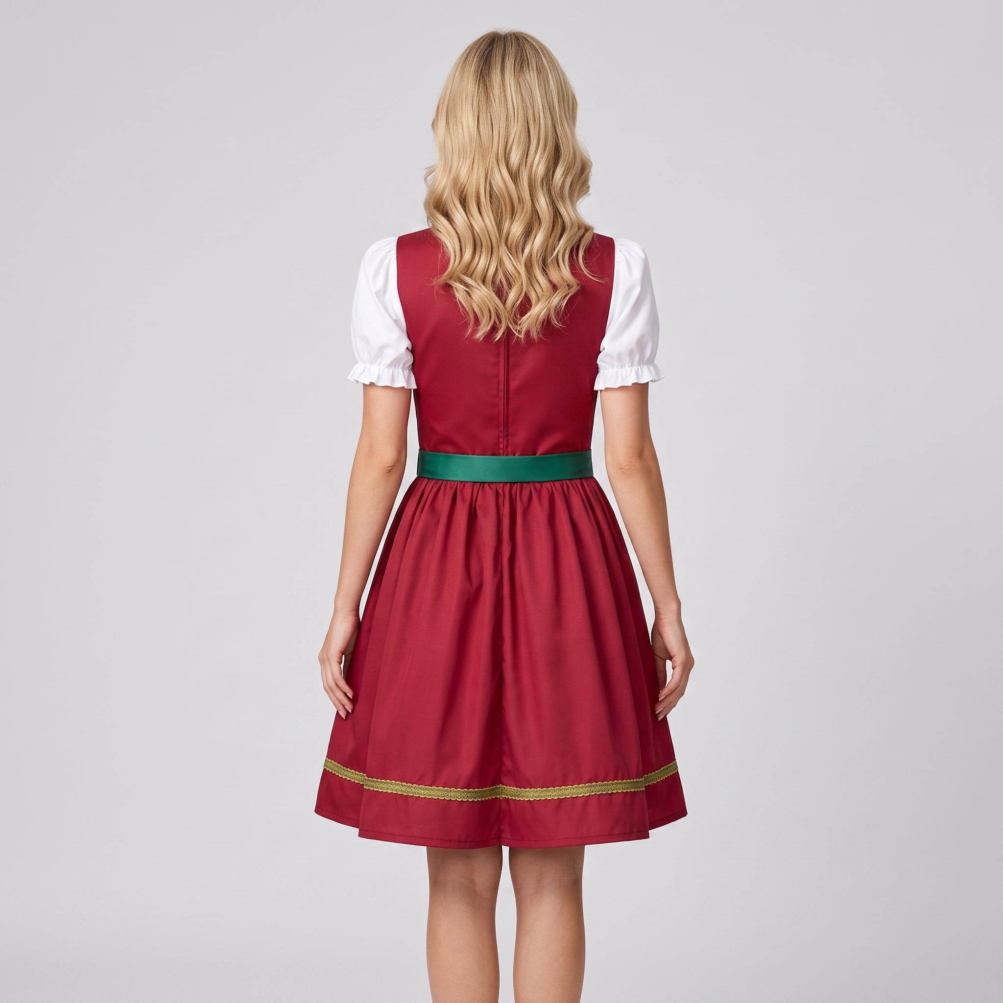 Women's Bavarian Dirndl Dress - Classic Folk Style, Apron
