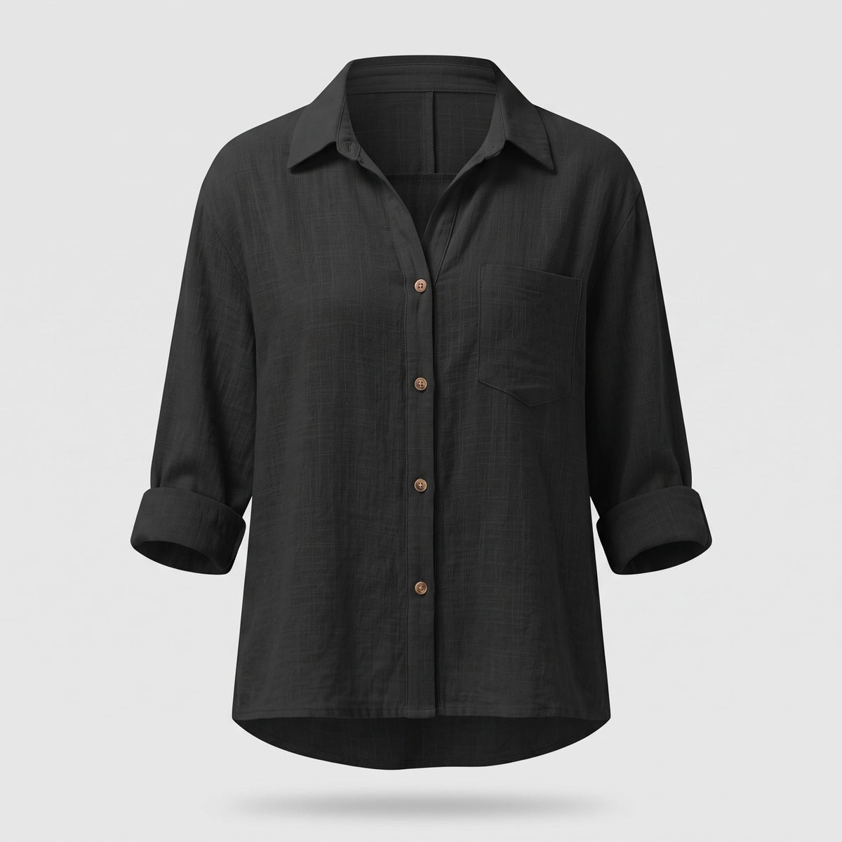 Fashion : Women's Relaxed Fit Shirt - Loose Casual Blouse in Black van Vanda Liamo