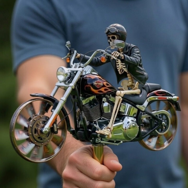 Skull Rider Motorcycle Garden Wind Spinner
