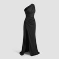 Women's Satin One-Shoulder Maxi Dress