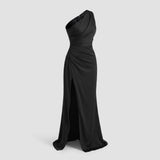 Women's Satin One-Shoulder Maxi Dress