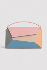 Geometric Accordion Mini Shoulder Bag – Structured Multi-Tonal Silhouette with Asymmetrical Flap
