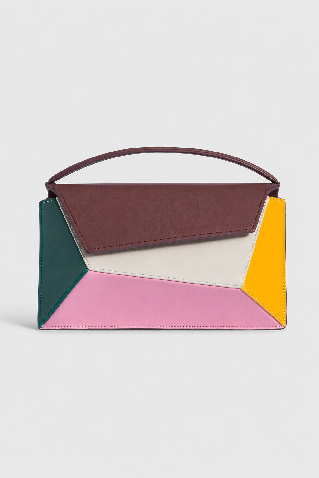 Geometric Accordion Mini Shoulder Bag – Structured Multi-Tonal Silhouette with Asymmetrical Flap