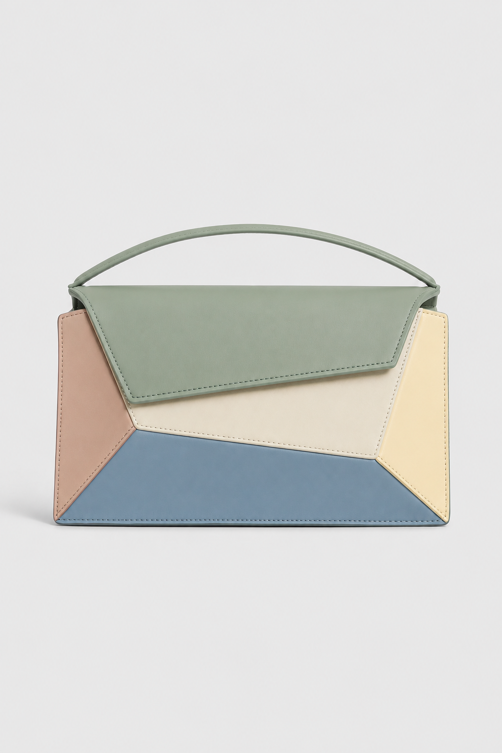 Geometric Accordion Mini Shoulder Bag – Structured Multi-Tonal Silhouette with Asymmetrical Flap