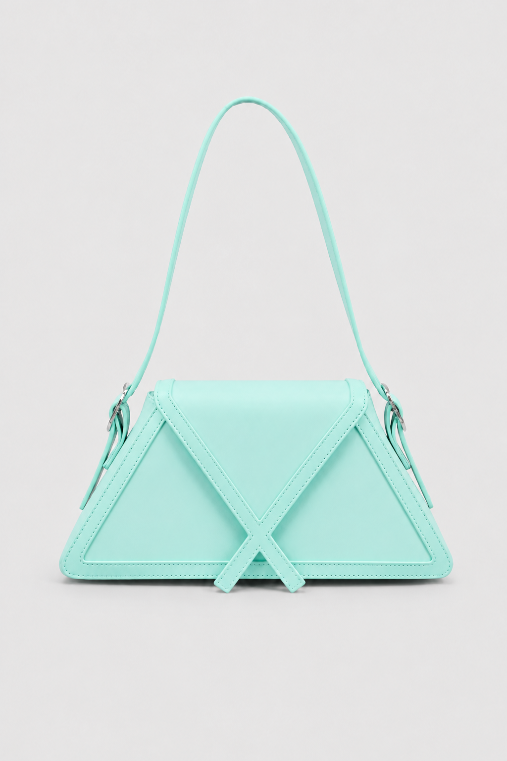 Geometric Triangular Mini Bag – Sleek Matte Silhouette with Adjustable Buckled Strap