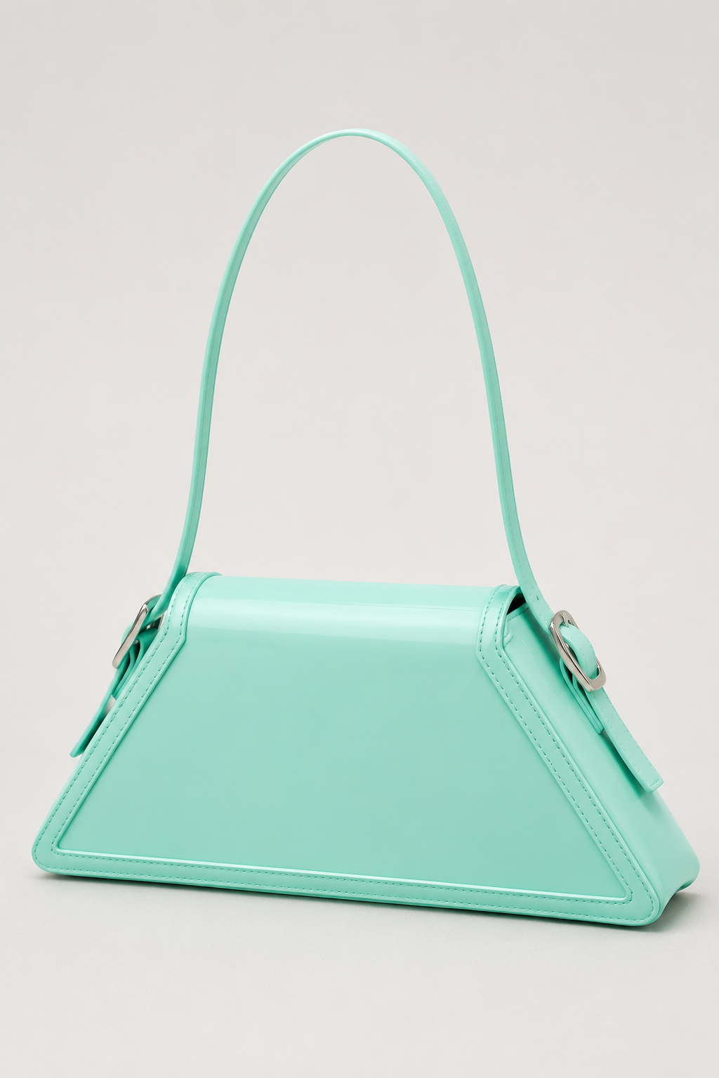 Geometric Triangular Mini Bag – Sleek Matte Silhouette with Adjustable Buckled Strap