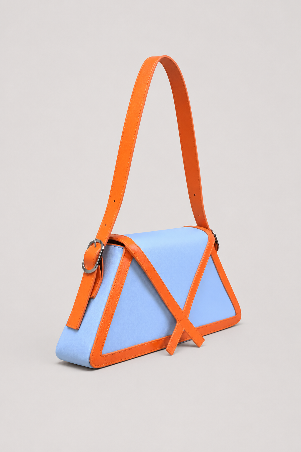 Geometric Triangular Mini Bag – Sleek Matte Silhouette with Adjustable Buckled Strap
