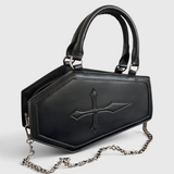 Gothic Coffin-Shaped Chain Handbag for Halloween