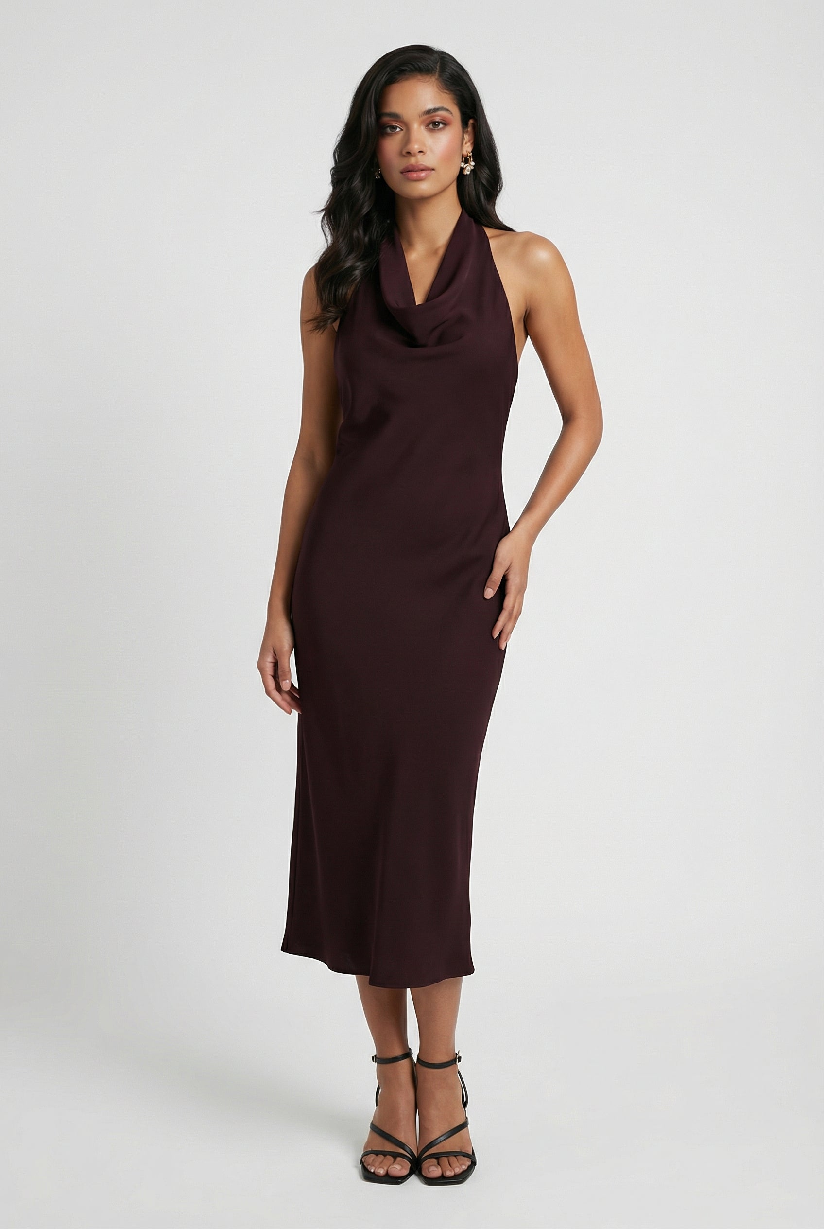 Dresses : Women's Brown Backless Midi Summer Dress - Flowy & Lightweight in van Vanda Liamo