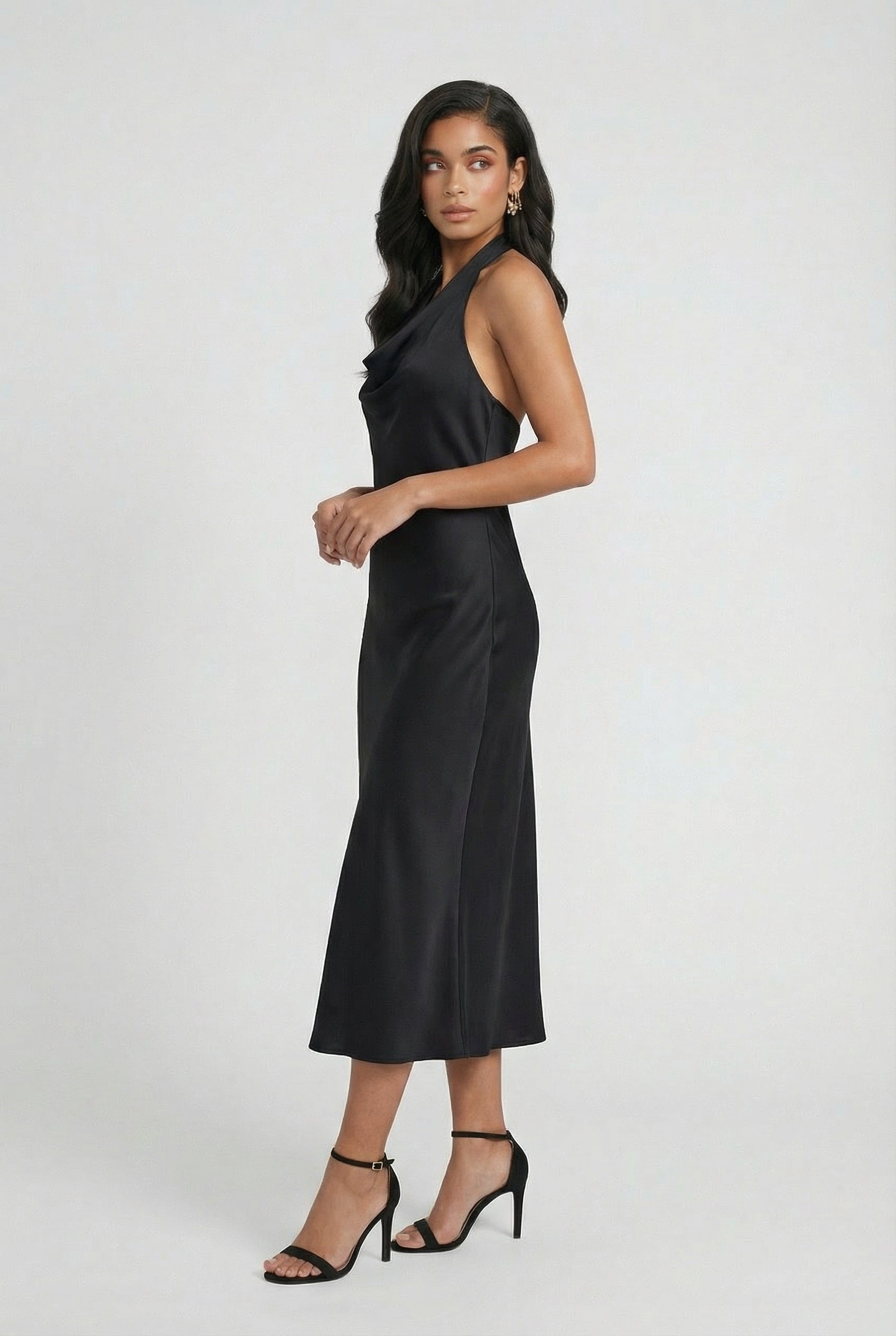 Dresses : Women's Black Midi Backless Summer Dress in van Vanda Liamo