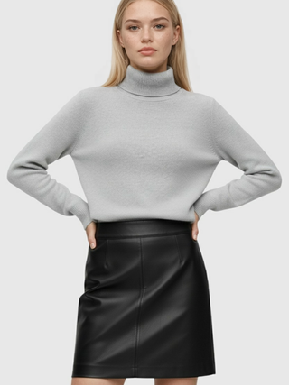 Gray Fleece Lined Thermal Turtleneck Sweater