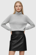 Gray Fleece Lined Thermal Turtleneck Sweater