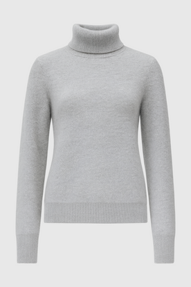 Women's Sweaters : Gray Fleece Lined Thermal Turtleneck Sweater in Grey van Vanda Liamo