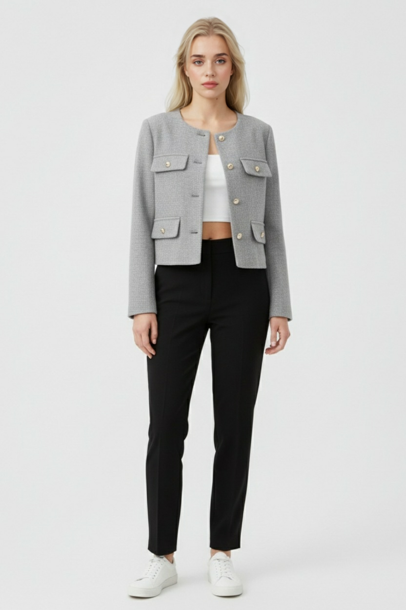 Jacket : Women's Gray Winter Short Jacket in van Vanda Liamo