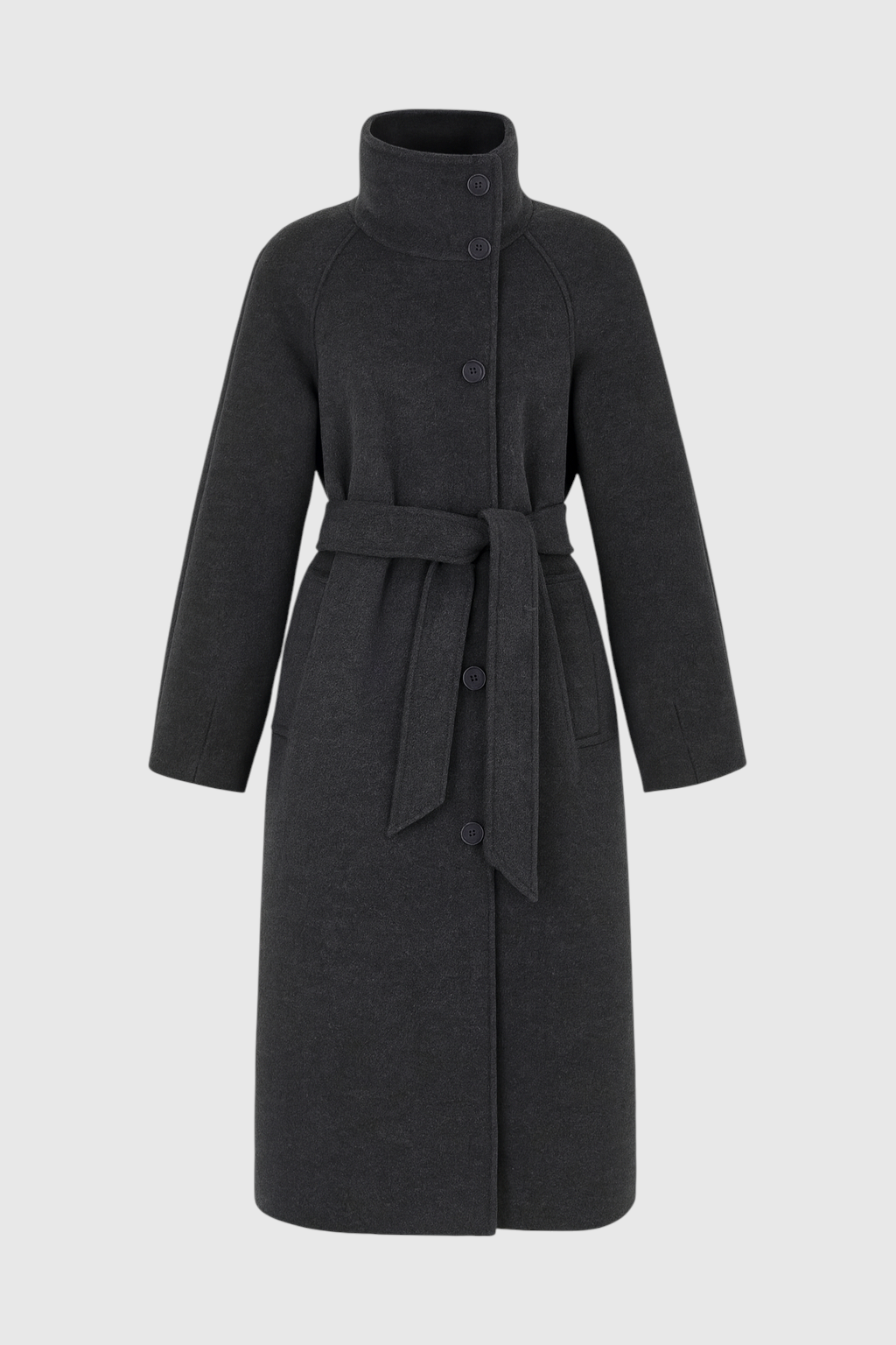 Coat : Gray Long Women's Winter Coat with Stand Collar in Grey van Vanda Liamo