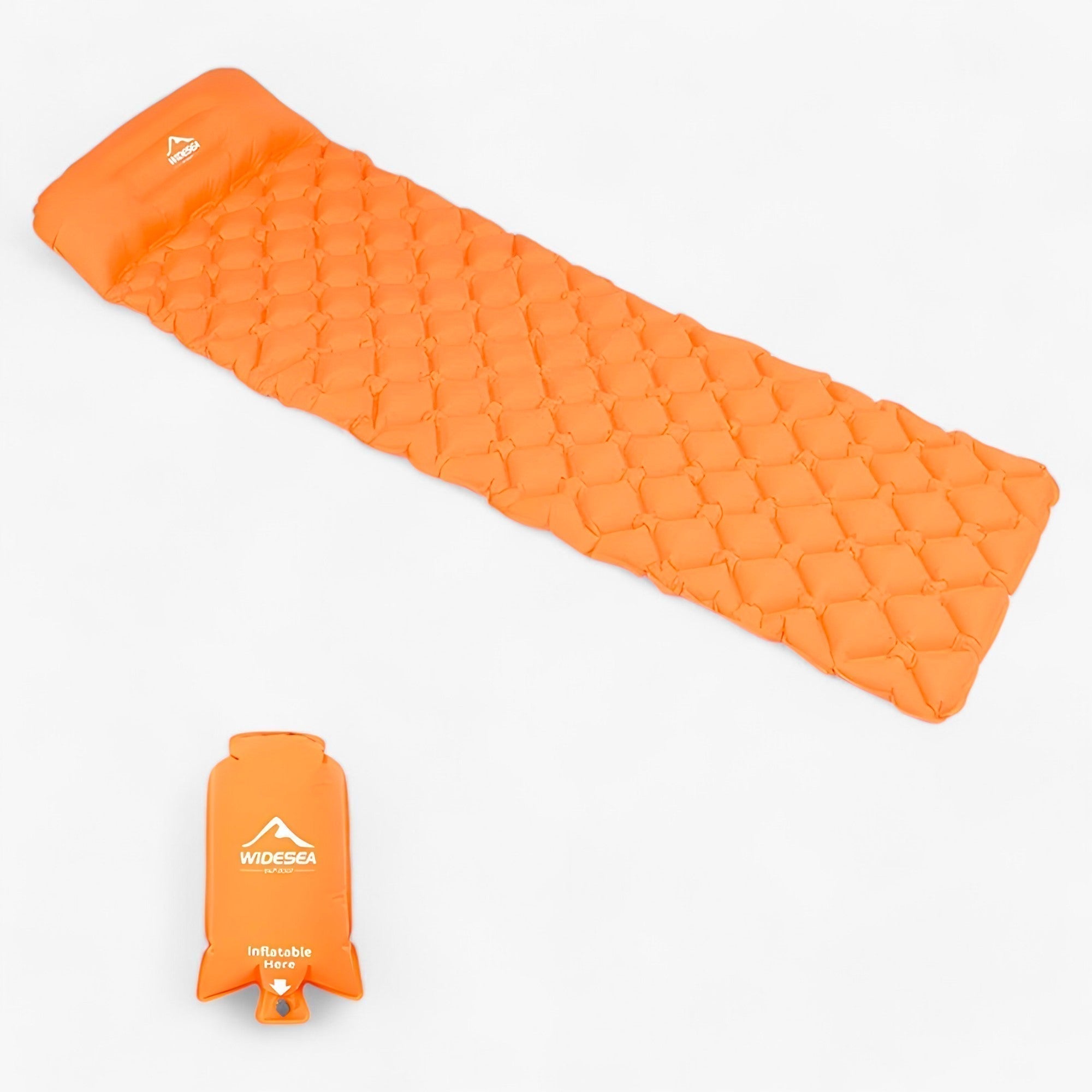 house & garden : Camping Mattress | Inflatable Sleeping Pad - Ultralight Padding for Outdoor Comfort in Orange with Airbag van Vandaliamo
