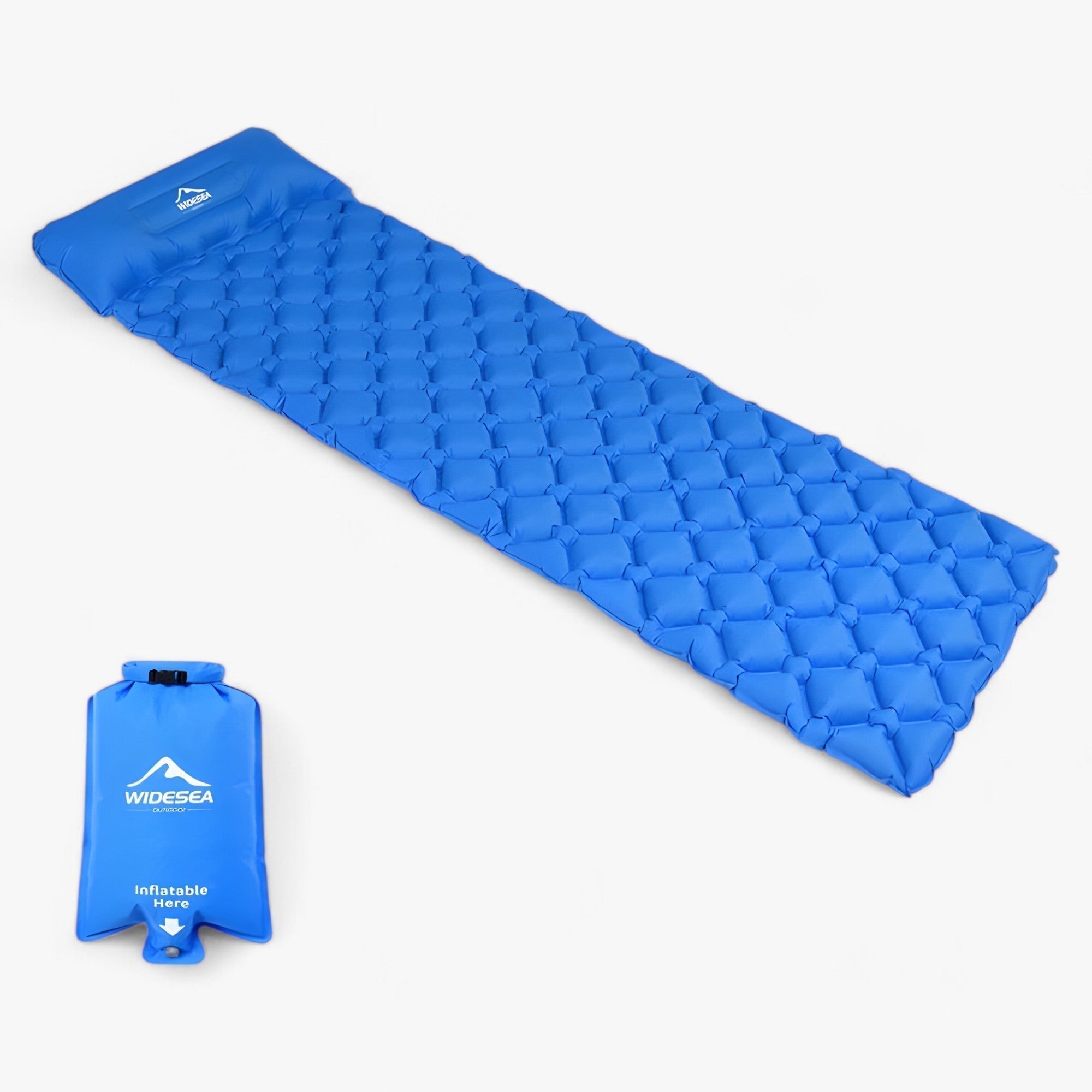 house & garden : Camping Mattress | Inflatable Sleeping Pad - Ultralight Padding for Outdoor Comfort in Blue with Airbag van Vandaliamo