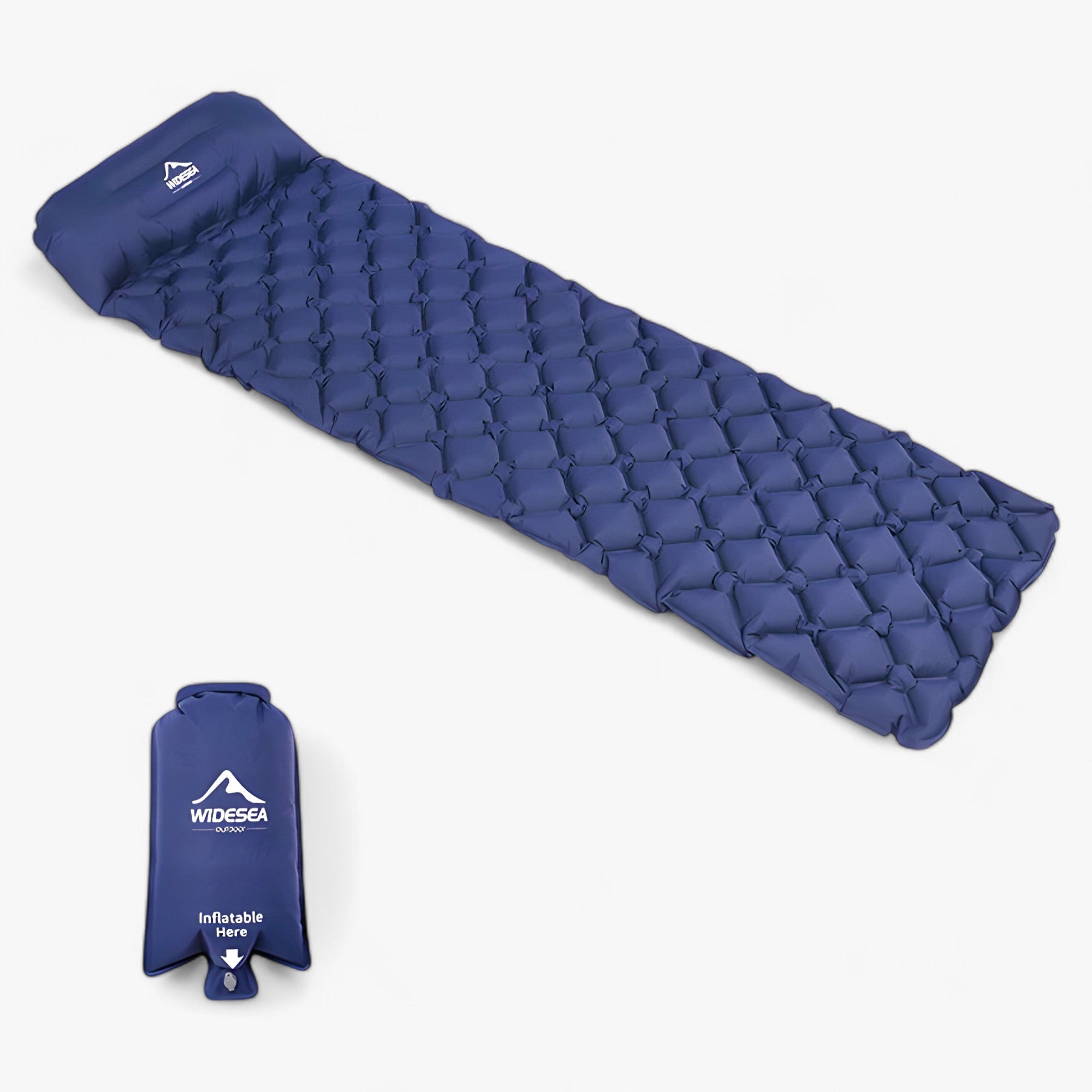 house & garden : Camping Mattress | Inflatable Sleeping Pad - Ultralight Padding for Outdoor Comfort in Dark Blue with Airbag van Vandaliamo