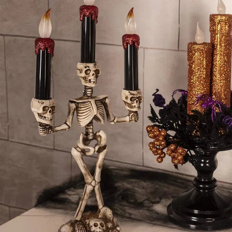 Skeleton Candelabra LED Candle Holder - Spooky Table Light
