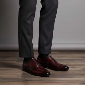 Footwear : Men's Handcrafted Oxford Shoes - Clinton in Bordeauxrood 46 van Vanda Liamo