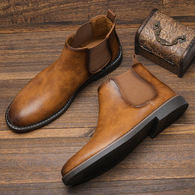 Boots : Men's Chelsea Boots with Elastic Side Panels in Light Brown van Vanda Liamo