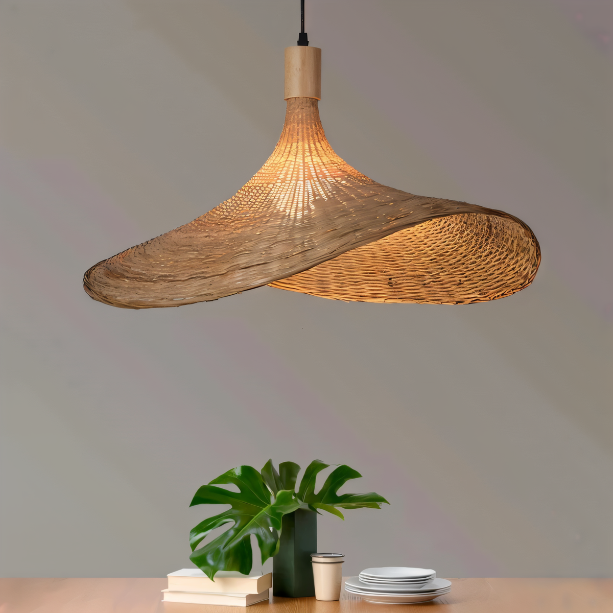 Pendant Light : Handwoven Rattan Dome Pendant Light in van Vandaliamo