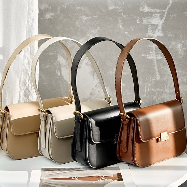 Elegant Shoulder Bag with Gold Closure - Luxury Design for Every Day