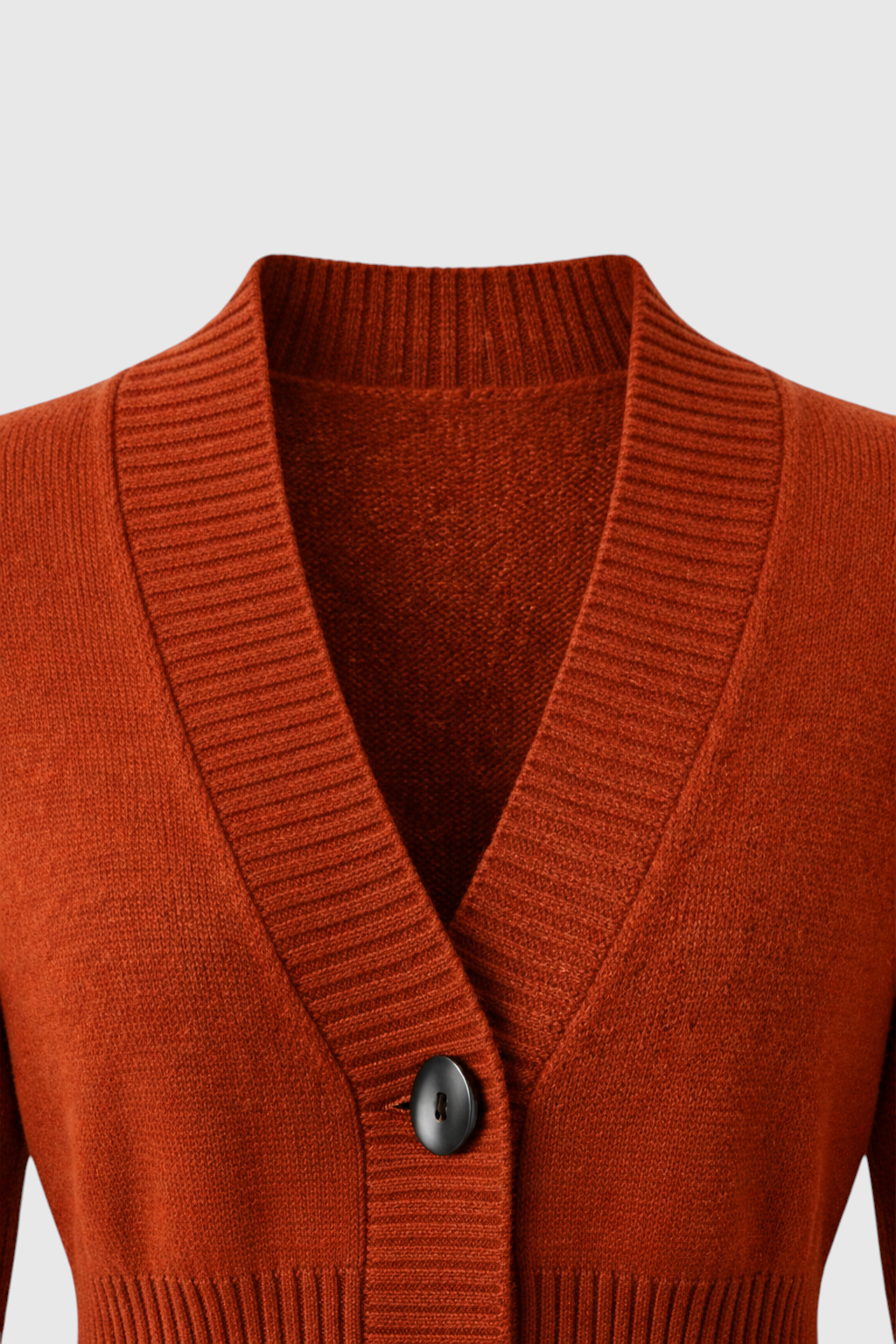 Cardigan : Women's Slim-Fit Brown V-Neck Knit Cardigan Sweater in van Vanda Liamo