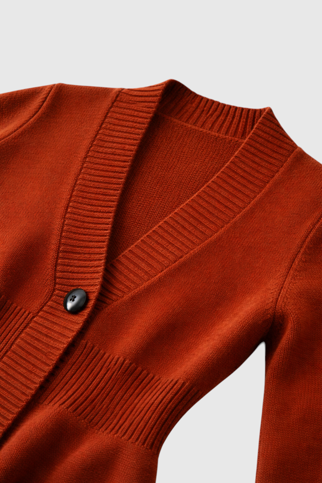 Cardigan : Women's Slim-Fit Brown V-Neck Knit Cardigan Sweater in van Vanda Liamo