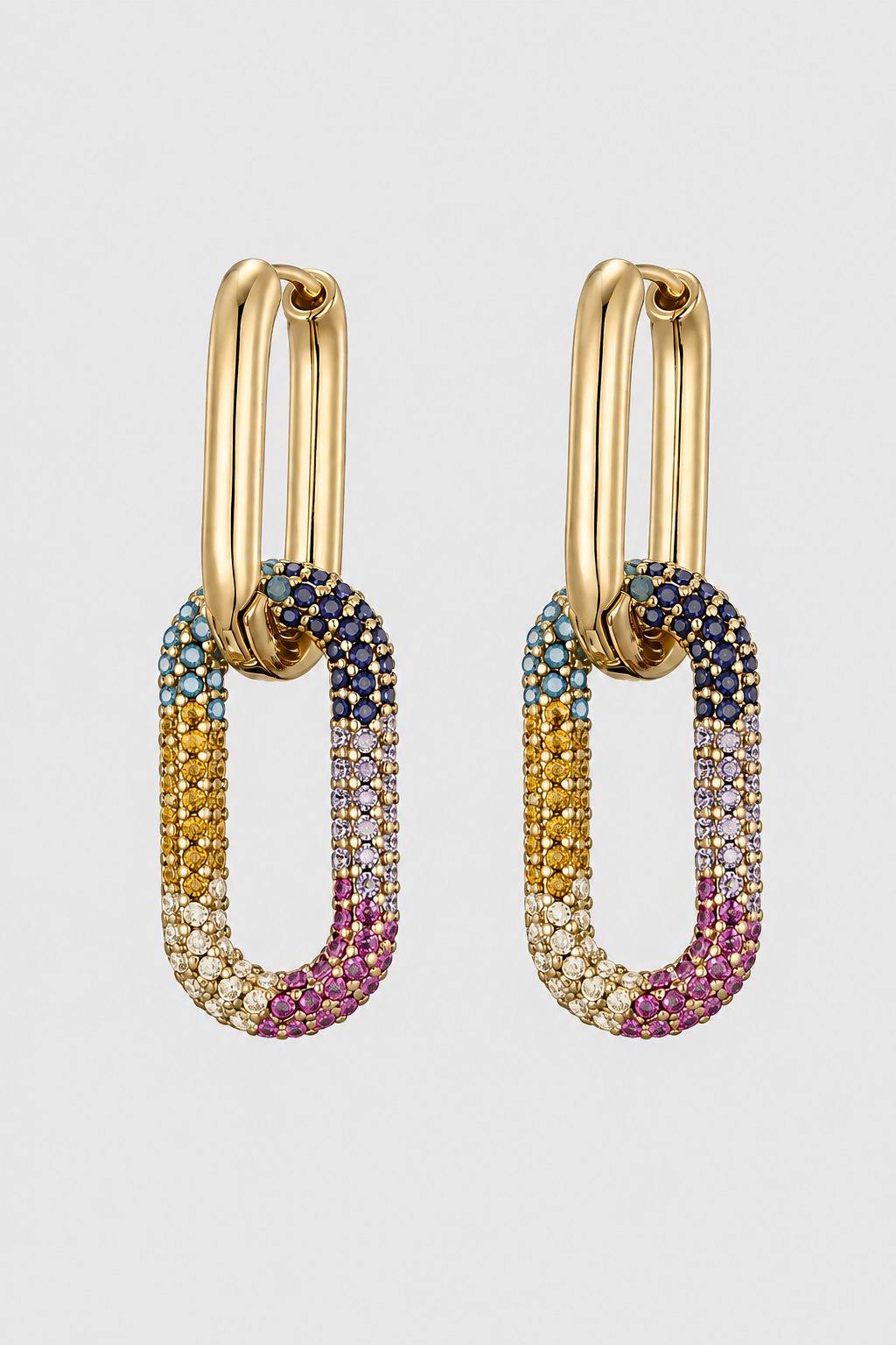 Interlocking Chain Oval Drop Earrings - Modern Fine Jewelry & Gala Glamour
