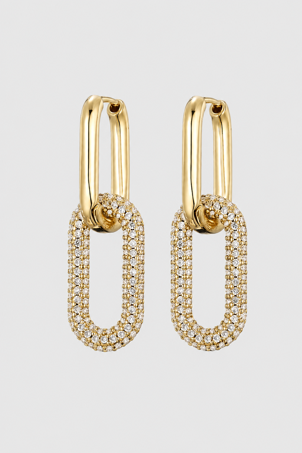 Interlocking Chain Oval Drop Earrings - Modern Fine Jewelry & Gala Glamour