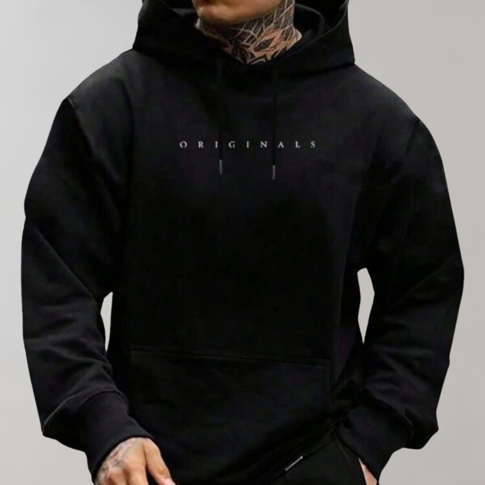 Men's Black Casual Hoodie - Everyday Pullover Hoodie