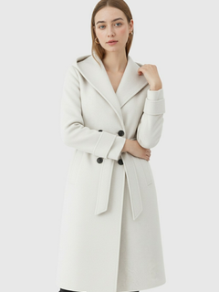 Long Beige Coat with Hood