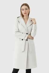 Lange Beige Jas met Capuchon